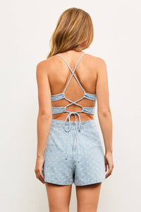 Jessie open back denim romper