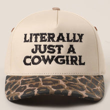 Load image into Gallery viewer, LITERALLY JUST A COWGIRL Leopard Trucker Hat
