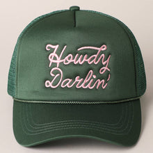 Load image into Gallery viewer, Howdy Darlin' Pink Embroidered Mesh Back Trucker Cap
