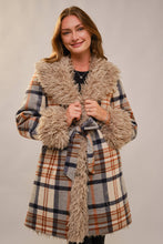 Load image into Gallery viewer, Fallon Faux Fur Plaid Coat
