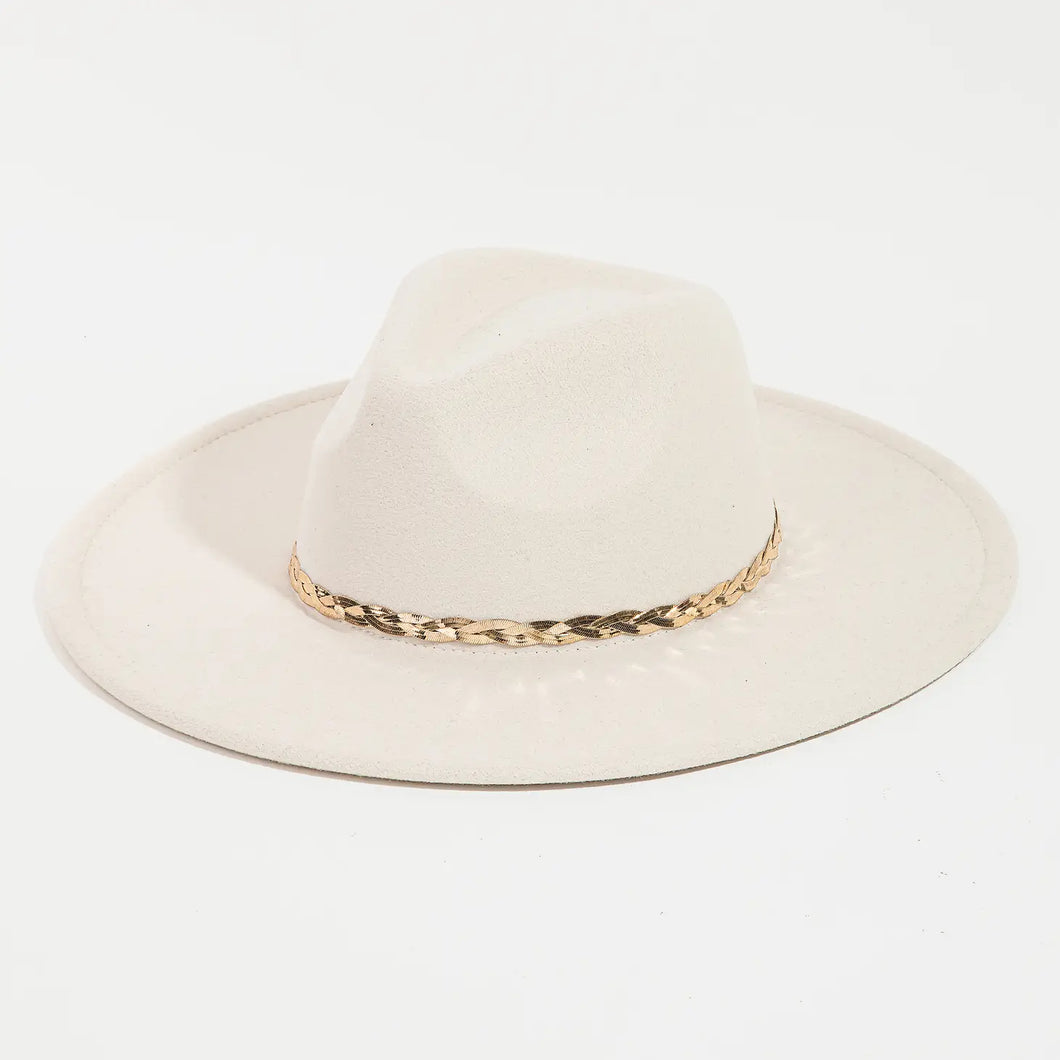 white braided snake chain fedora hat