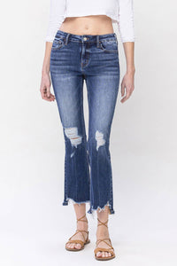 Dakota mid rise distressed crop flare jean