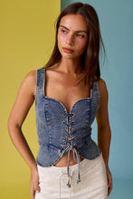 Load image into Gallery viewer, Eloise Front Lace-up Denim Corset Top
