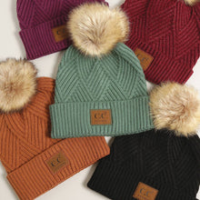 Load image into Gallery viewer, Heather Cuff Beanie with Pom-Pom (camel)
