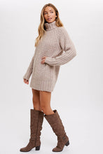 Load image into Gallery viewer, Taupe Chunky knit sweater dress
