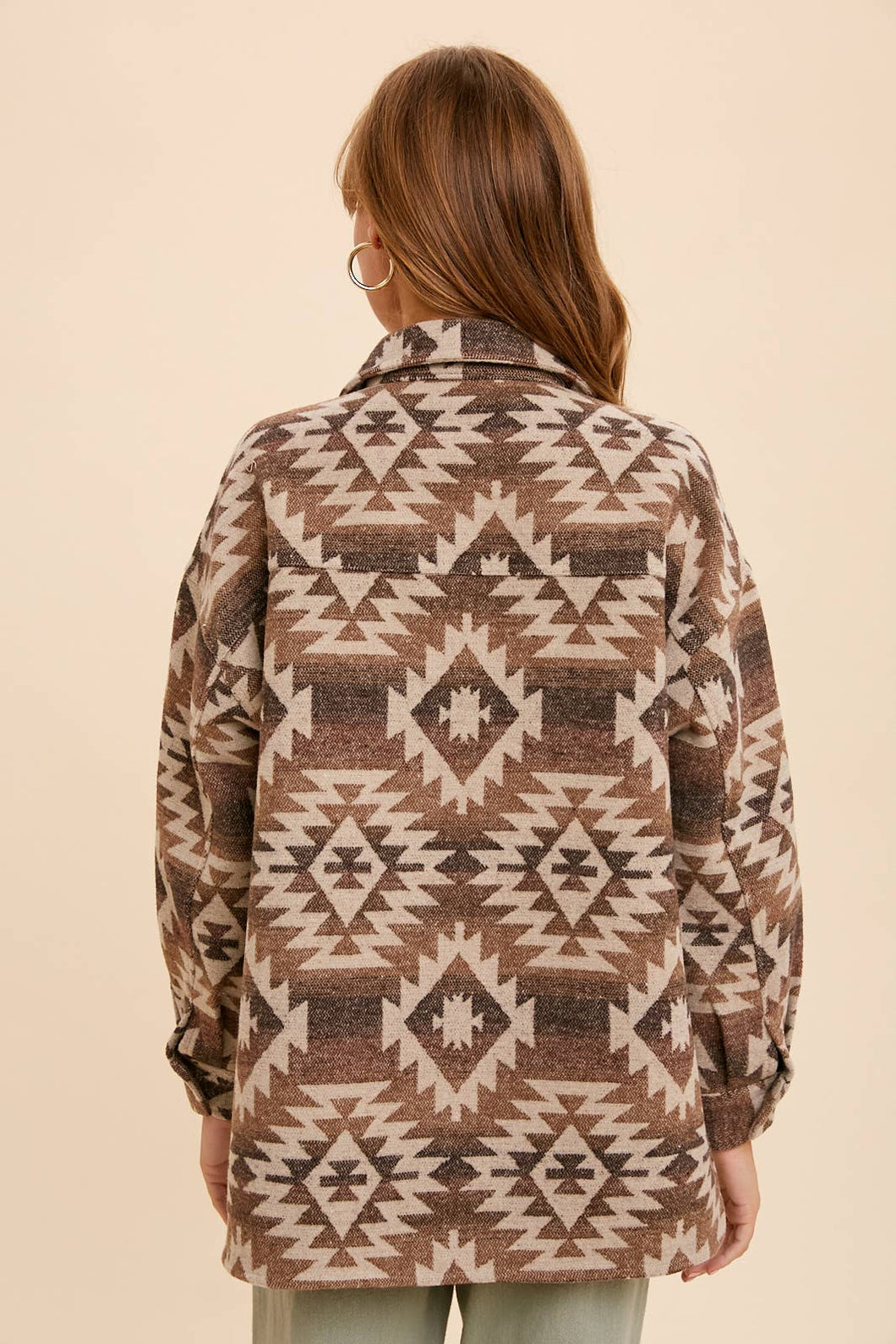 Elsie Aztec Print Shacket (taupe)