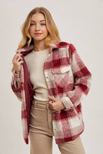 Load image into Gallery viewer, June button down plaid Shacket (wine)
