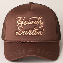 Load image into Gallery viewer, Howdy Darlin' Pink Embroidered Mesh Back Trucker Cap
