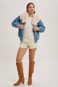 Denim Faux Fur Jacket