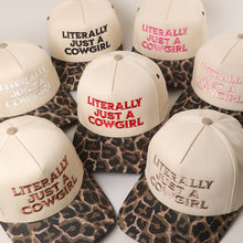 Load image into Gallery viewer, LITERALLY JUST A COWGIRL Leopard Trucker Hat
