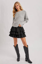 Load image into Gallery viewer, Kendall faux suede ruffle skirt (black)
