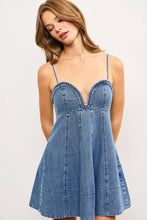 Load image into Gallery viewer, Hailey braided dark denim dress
