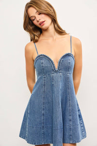 Hailey braided dark denim dress