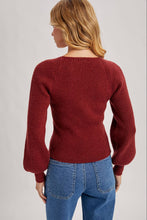 Load image into Gallery viewer, Chloe ribbed knit sweater top (wine)
