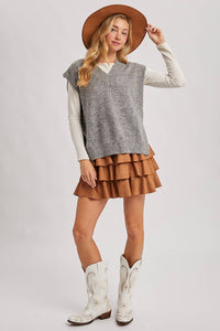 Kendall faux suede ruffle skirt (camel)