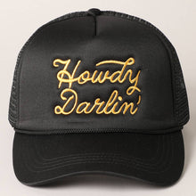 Load image into Gallery viewer, Howdy Darlin' Pink Embroidered Mesh Back Trucker Cap
