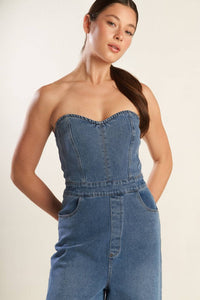 Danielle denim wide leg jumpsuit