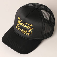 Load image into Gallery viewer, Howdy Darlin' Pink Embroidered Mesh Back Trucker Cap
