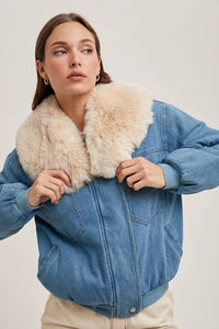 Denim Faux Fur Jacket