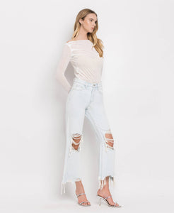Leslie 90’s distressed relaxed fit crop flare jeans