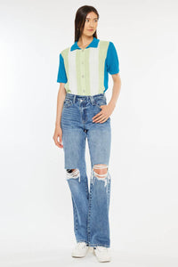 Tessa 90’s high rise criss cross straight jeans