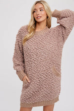 Load image into Gallery viewer, Taupe boucle sweater dress
