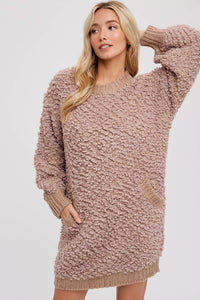 Taupe boucle sweater dress