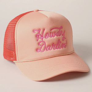 Howdy Darlin' Orange Embroidered Mesh Back Trucker Cap