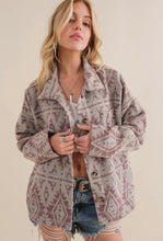 Load image into Gallery viewer, Plum &amp; Grey Aztec Shacket
