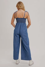 Load image into Gallery viewer, Denim smocked Jumpsuit

