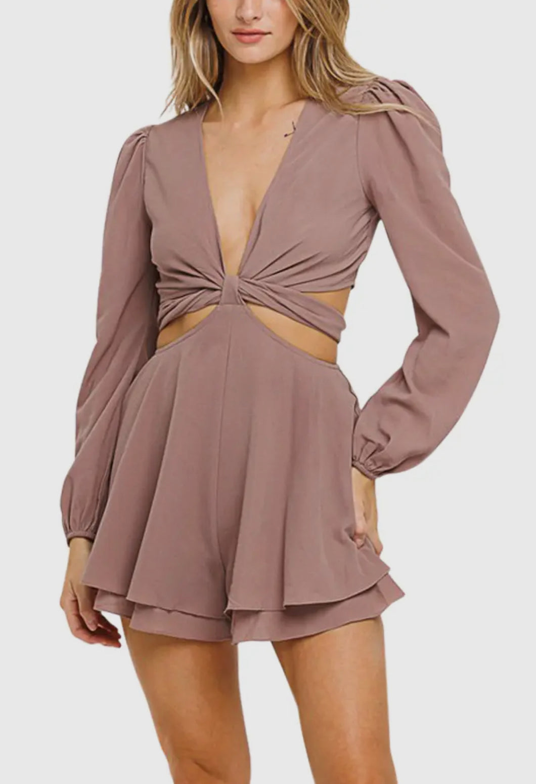 Mocha cut-out romper