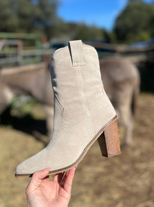 Ivory Suede Cowboy Boot