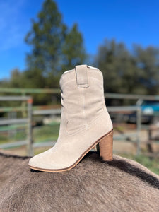 Ivory Suede Cowboy Boot