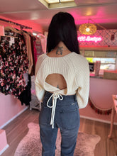 Load image into Gallery viewer, White open-back crop sweater
