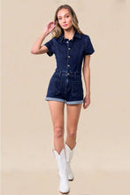 Load image into Gallery viewer, Emilie Dark Denim stretch Romper
