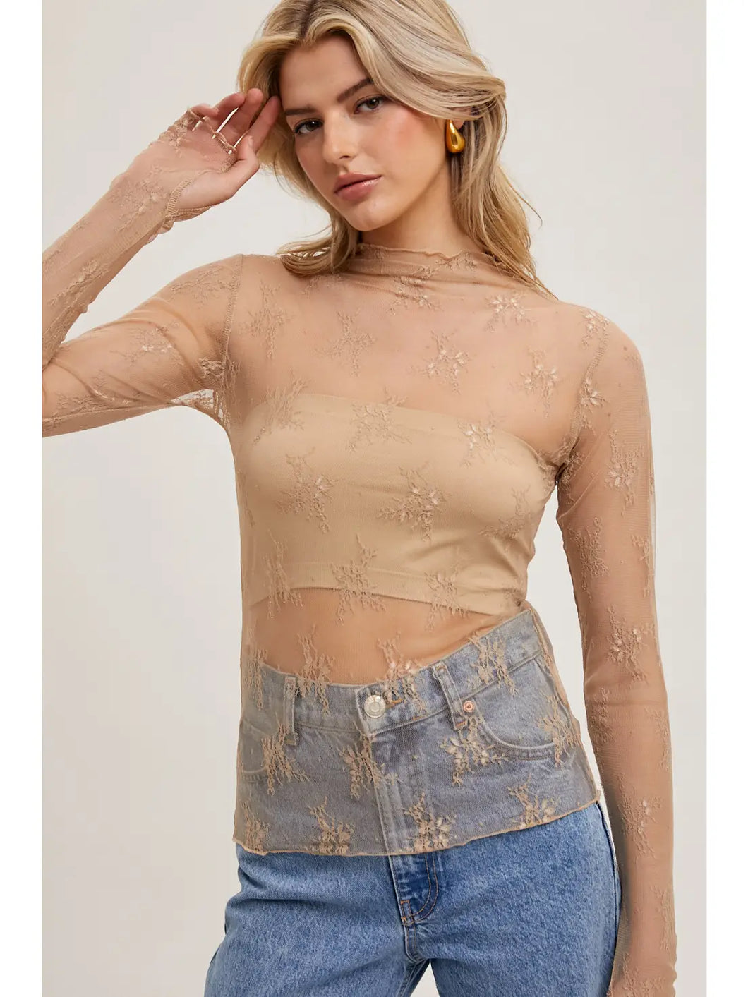 Nude Lace Mesh Top