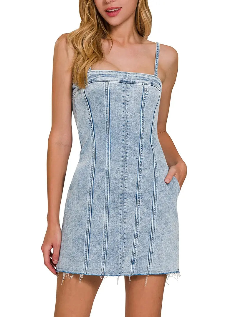 Denim Raw Hem Dress