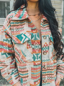 Turquoise/Rust Aztec Coat