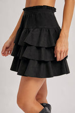 Load image into Gallery viewer, Kendall faux suede ruffle skirt (black)
