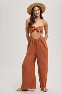 Sandra suspender pant jumpsuit set (clay)