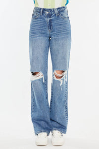 Tessa 90’s high rise criss cross straight jeans