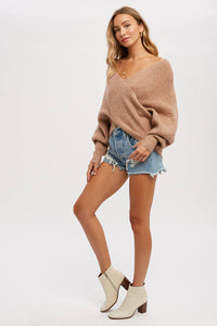 Maribel cross knit sweater (Ruby)