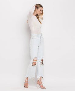 Leslie 90’s distressed relaxed fit crop flare jeans