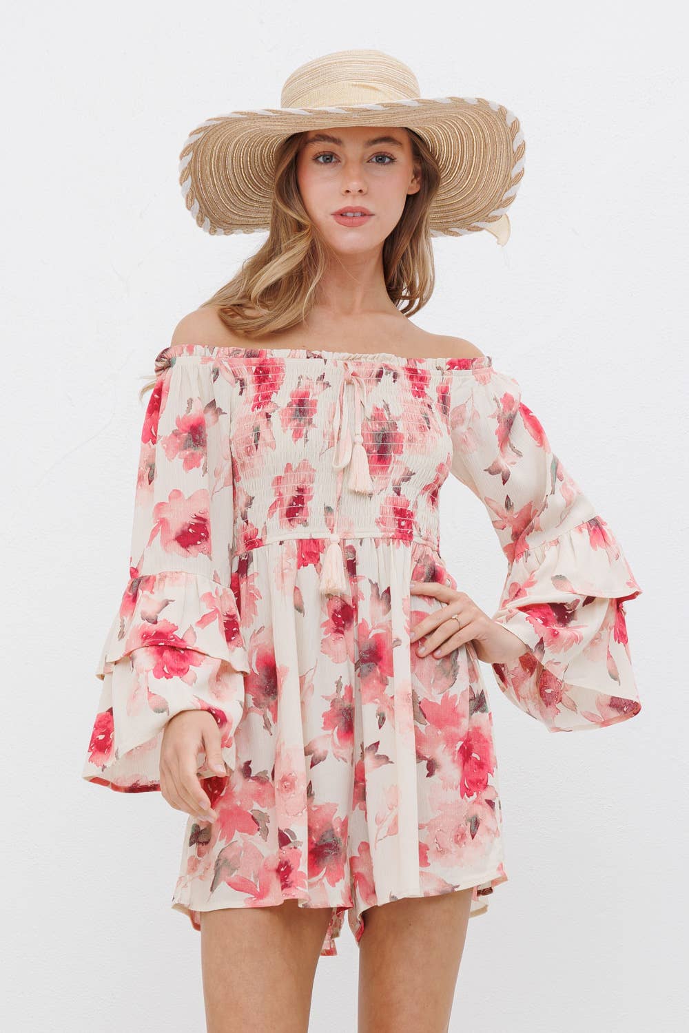 Victoria Floral Smocked Romper