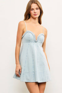 Hailey braided light denim dress