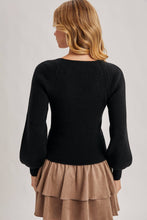 Load image into Gallery viewer, Chloe ribbed knit sweater top (black)
