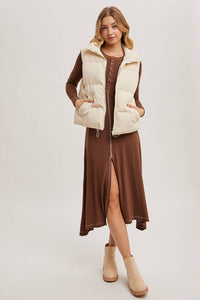 Cream corduroy puffer vest