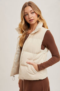 Cream corduroy puffer vest