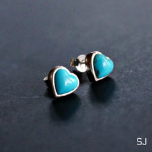 Load image into Gallery viewer, Turquoise heart stud earrings
