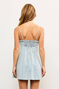 Hailey braided light denim dress